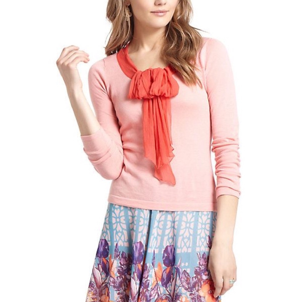 Anthropologie Guinevere Tie Neck Sweater Top